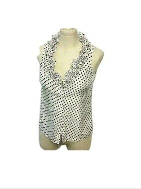 J. Crew Silk Cami Polkadot tank top blouse Women's Size Zero 0 Black White